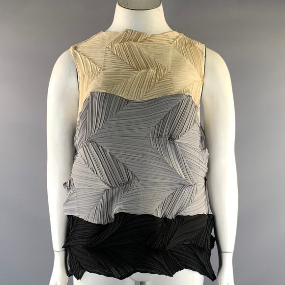 VANITE COUTURE Tops - VANITE COUTURE Size One Size Cream Black Grey Polyester Spandex Casual Top